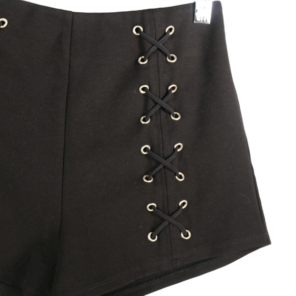 Tobi Lace Up Shorts Womens Size XS Black Hi Rise Stretch Sexy Boho - Picture 2 of 5